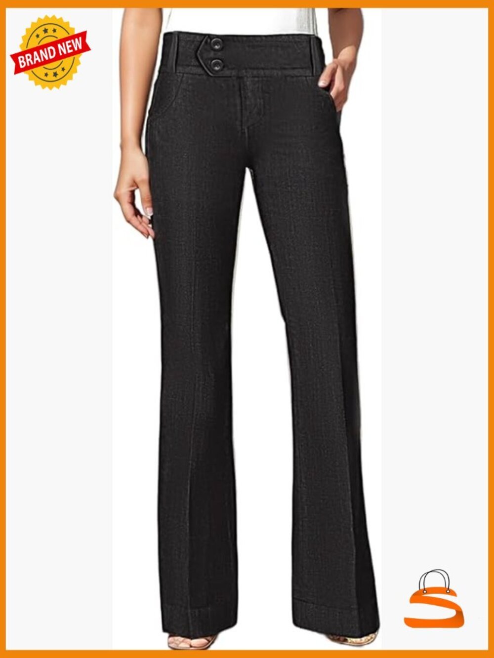 Bootcut Dress Pants Mid Rise Double Button Work Slacks